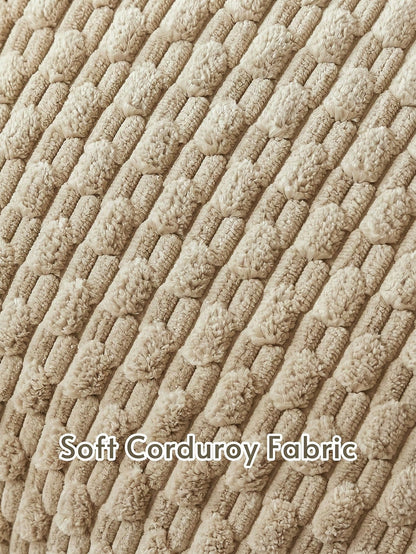 1pc/2pcs Bohemian Striped Throw Pillow Covers (Pillow Insert Not Included), Soft Plush Corduroy Solid Color Decorative Square Pillow Covers, Suitable For Holiday, Sofa, Bedroom, Bed, All Seasons Use.
