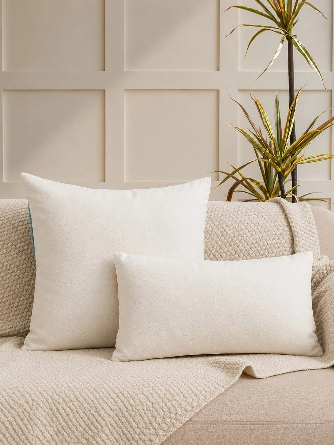 1pc/2pcs Boho Tufted Abstract Botanical Water-Drop Cushion Cover, Coastal Blue Mustard Ivory Pillow Case, Hidden Zipper, All Season Decorative Pillowcase (No Insert) For Sofa Bedroom Living Room Beach