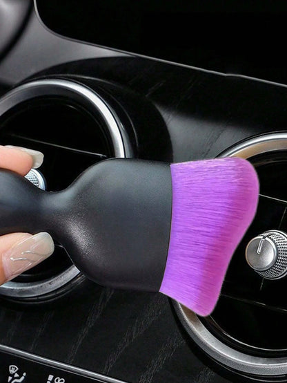 1pc/2pcs Car Detailing Brush Car Interior Cleaning Soft Brush Automotive Air Conditioner Brush (With Protective Cover), Curved Design Dirt Dust Clean Brushes For Cleaning Air Vent, Dashboard, Engines
