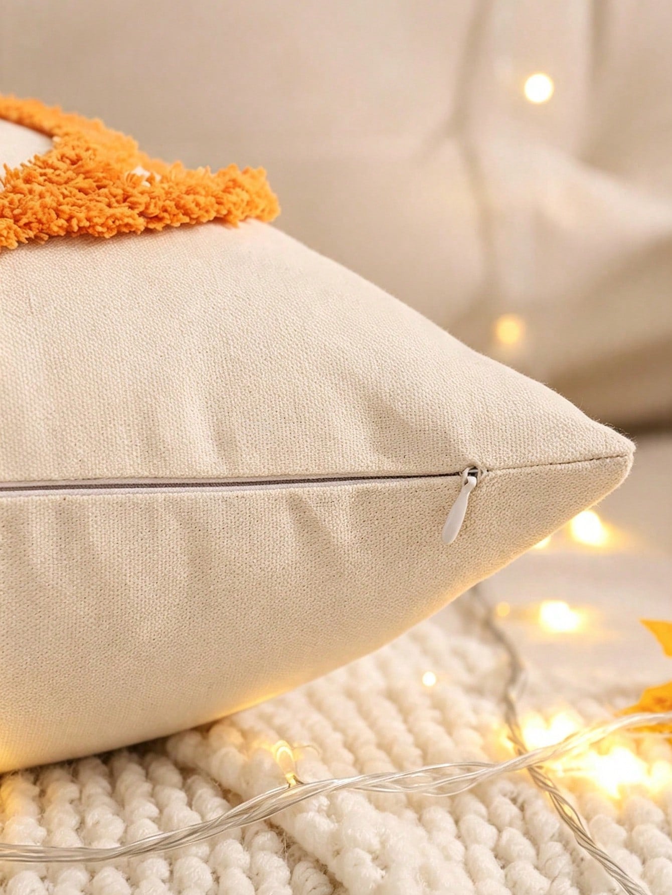 1pc/2pcs Halloween Throw Pillow Cover 18x18 Inch White Pumpkin Embroidered Decorative Pillowcase, Square Cushion Cover, Suitable For Bedroom, Living Room, Sofa, Patio, Garden Decoration And Daily Use