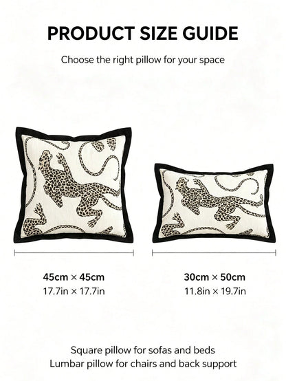 1pc 2pcs Leopard Pattern Pillow Case, Chenille Jacquard Woven With Piped Edge, Modern Nordic Leopard Animal Lumbar Pillow, Daily Living Room Sofa, Bedroom Bed Headrest, Outdoor Garden Party Fabric Dec