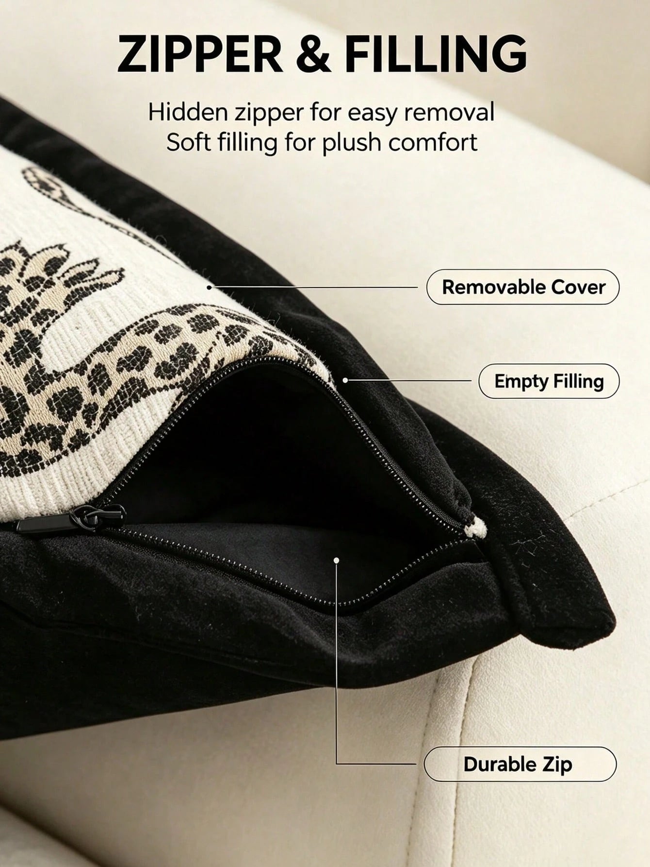 1pc 2pcs Leopard Pattern Pillow Case, Chenille Jacquard Woven With Piped Edge, Modern Nordic Leopard Animal Lumbar Pillow, Daily Living Room Sofa, Bedroom Bed Headrest, Outdoor Garden Party Fabric Dec