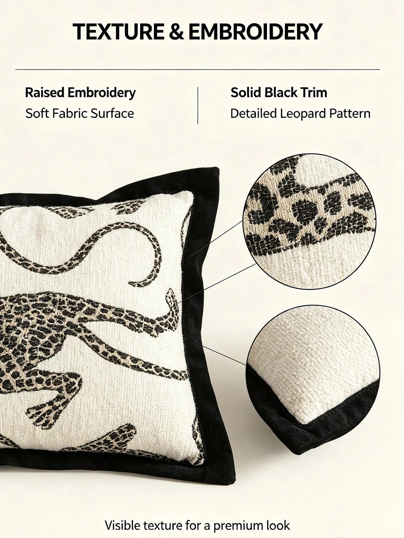 1pc 2pcs Leopard Pattern Pillow Case, Chenille Jacquard Woven With Piped Edge, Modern Nordic Leopard Animal Lumbar Pillow, Daily Living Room Sofa, Bedroom Bed Headrest, Outdoor Garden Party Fabric Dec