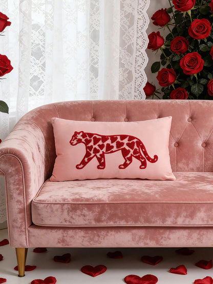 1pc/2pcs Pink Heart Leopard Print Pillow Case, Decorative Pillow Cover, Perfect For Dorm, Bedroom, Sofa, Bed, Great Gift For Loved Ones, Pillow Insert Not Included
