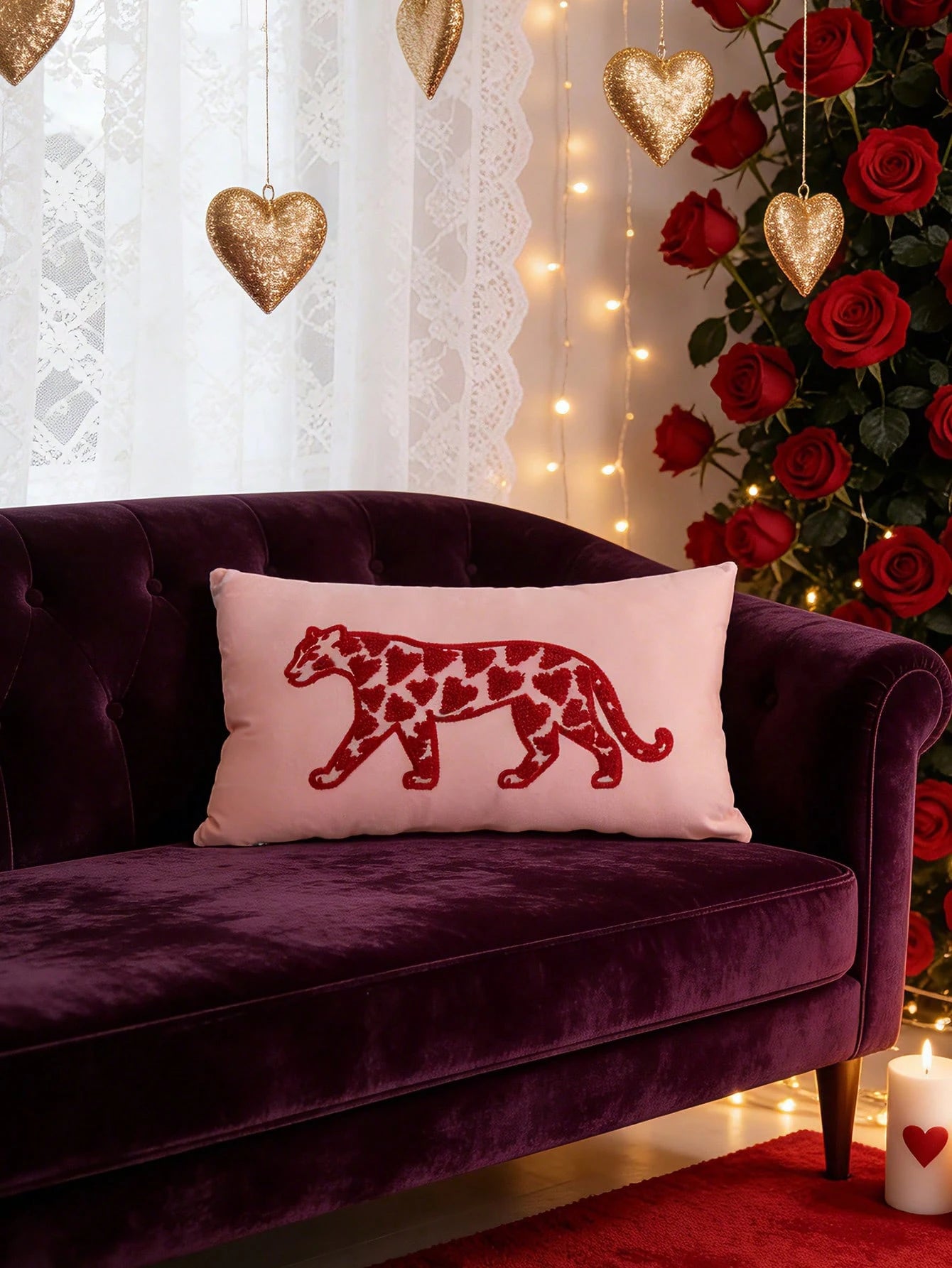 1pc/2pcs Pink Heart Leopard Print Pillow Case, Decorative Pillow Cover, Perfect For Dorm, Bedroom, Sofa, Bed, Great Gift For Loved Ones, Pillow Insert Not Included