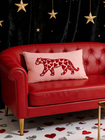 1pc/2pcs Pink Heart Leopard Print Pillow Case, Decorative Pillow Cover, Perfect For Dorm, Bedroom, Sofa, Bed, Great Gift For Loved Ones, Pillow Insert Not Included