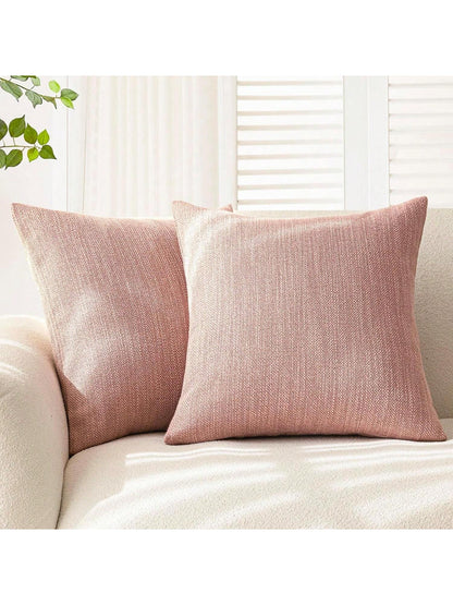 1pc/2pcs Pink Luxury Pillowcase, Bohemian Style Decorative Textured Coarse Linen Fabric, Rugged Linen Craftsmanship, Suitable For Sofa, Living Room, Bedroom, Floor, Bench, Car, Office, Cafe And Other