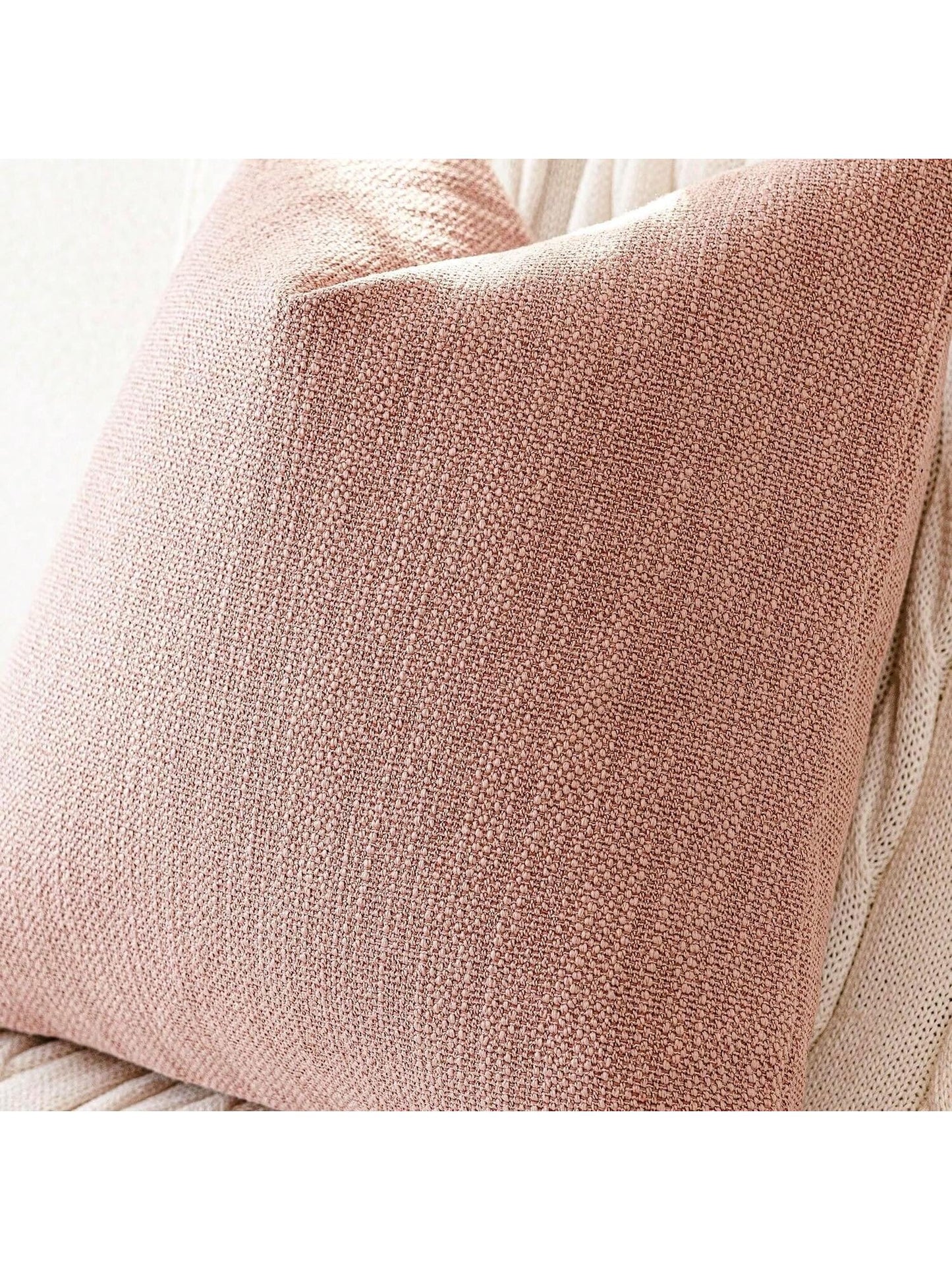 1pc/2pcs Pink Luxury Pillowcase, Bohemian Style Decorative Textured Coarse Linen Fabric, Rugged Linen Craftsmanship, Suitable For Sofa, Living Room, Bedroom, Floor, Bench, Car, Office, Cafe And Other