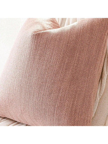1pc/2pcs Pink Luxury Pillowcase, Bohemian Style Decorative Textured Coarse Linen Fabric, Rugged Linen Craftsmanship, Suitable For Sofa, Living Room, Bedroom, Floor, Bench, Car, Office, Cafe And Other