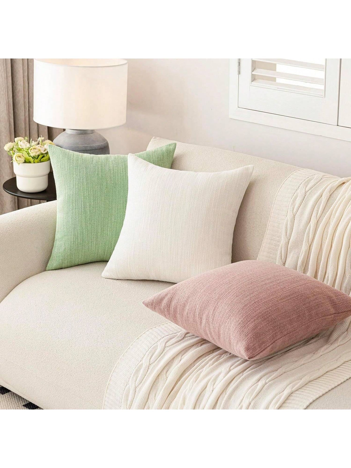1pc/2pcs Pink Luxury Pillowcase, Bohemian Style Decorative Textured Coarse Linen Fabric, Rugged Linen Craftsmanship, Suitable For Sofa, Living Room, Bedroom, Floor, Bench, Car, Office, Cafe And Other