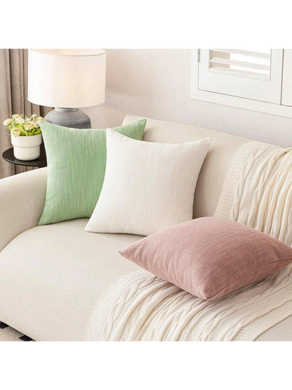 1pc/2pcs Pink Luxury Pillowcase, Bohemian Style Decorative Textured Coarse Linen Fabric, Rugged Linen Craftsmanship, Suitable For Sofa, Living Room, Bedroom, Floor, Bench, Car, Office, Cafe And Other