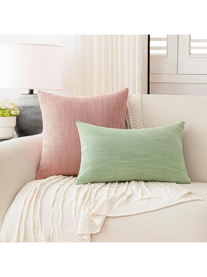 1pc/2pcs Pink Luxury Pillowcase, Bohemian Style Decorative Textured Coarse Linen Fabric, Rugged Linen Craftsmanship, Suitable For Sofa, Living Room, Bedroom, Floor, Bench, Car, Office, Cafe And Other