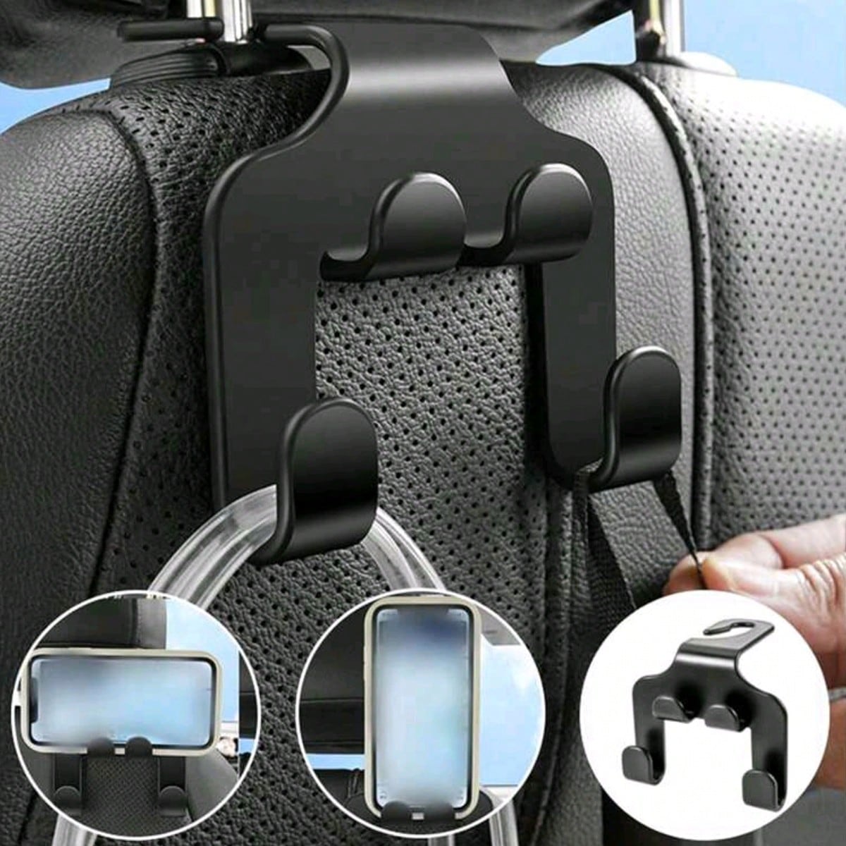 1pc/2pcs Universal Auto Seat Headrest Hook Storage Hanger Car Vehicle Back Seat Organizer Holder Car Mobile Phone Holder Car Interior Accessories