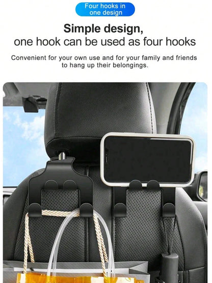 1pc/2pcs Universal Auto Seat Headrest Hook Storage Hanger Car Vehicle Back Seat Organizer Holder Car Mobile Phone Holder Car Interior Accessories