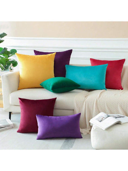 1pc/2pcs Velvet Christmas Green Decorative Throw Pillow Cover (Pillow Insert Not Included), Square Cushion Cover, Holiday Home Decor Pillow, Soft & Comfortable Linen-Like Fabric, Modern Decor For Sofa
