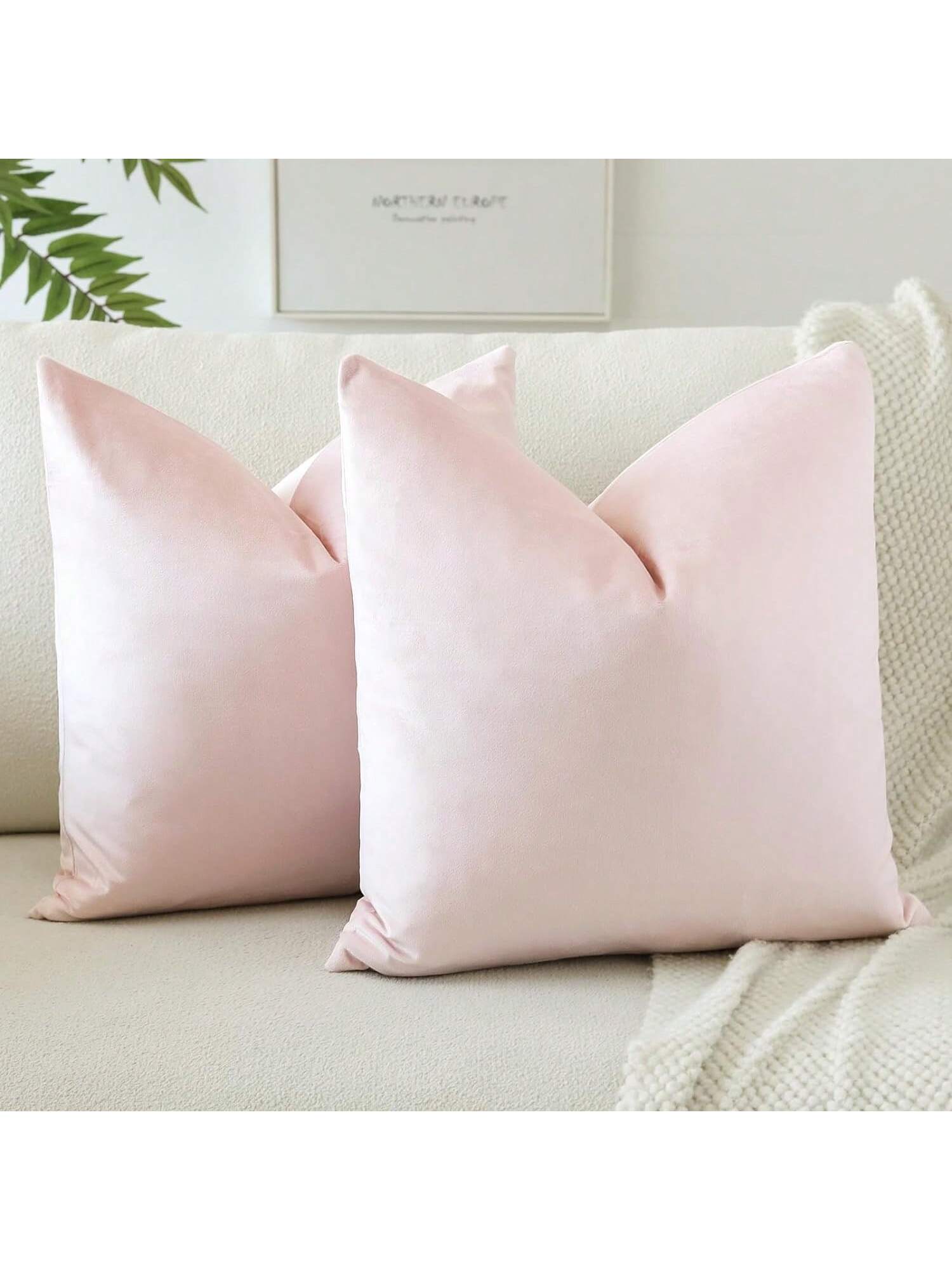1pc/2pcs Velvet Christmas Green Decorative Throw Pillow Cover (Pillow Insert Not Included), Square Cushion Cover, Holiday Home Decor Pillow, Soft & Comfortable Linen-Like Fabric, Modern Decor For Sofa