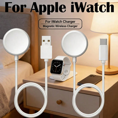 1pc 3.3ft/100cm Fast Charging USB/Type C Magnetic Wireless Charger Compatible With Apple Watch Series Ultra/9/8/7/6/SE/SE2/5/4/3/2/1 Suitable For Office, Dorm, And Home Office Dorm Home Phone Charger