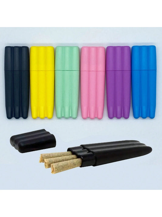 1pc, 3-Compartment Storage Box, Pre-Rolled Conic Storage Tube Box, Moisture/Odor Proof Protective Storage Container, Storage Canister, Home/Outdoor Travel Protective Storage Container, Home Use Small