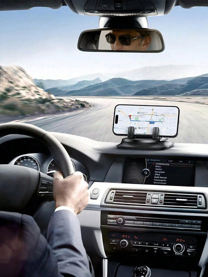 1pc 360° Rotating Dashboard Phone Holder, Nano Gel Base Enhanced Grip, Auto-Lock Prevent Overheating, Suitable For Phones With Or Without Cases