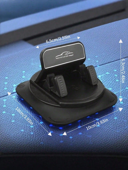1pc 360° Rotating Dashboard Phone Holder, Nano Gel Base Enhanced Grip, Auto-Lock Prevent Overheating, Suitable For Phones With Or Without Cases