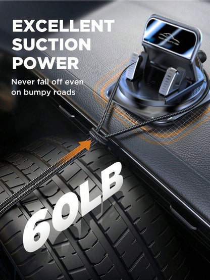 1pc 360° Rotating Dashboard Phone Holder, Nano Gel Base Enhanced Grip, Auto-Lock Prevent Overheating, Suitable For Phones With Or Without Cases