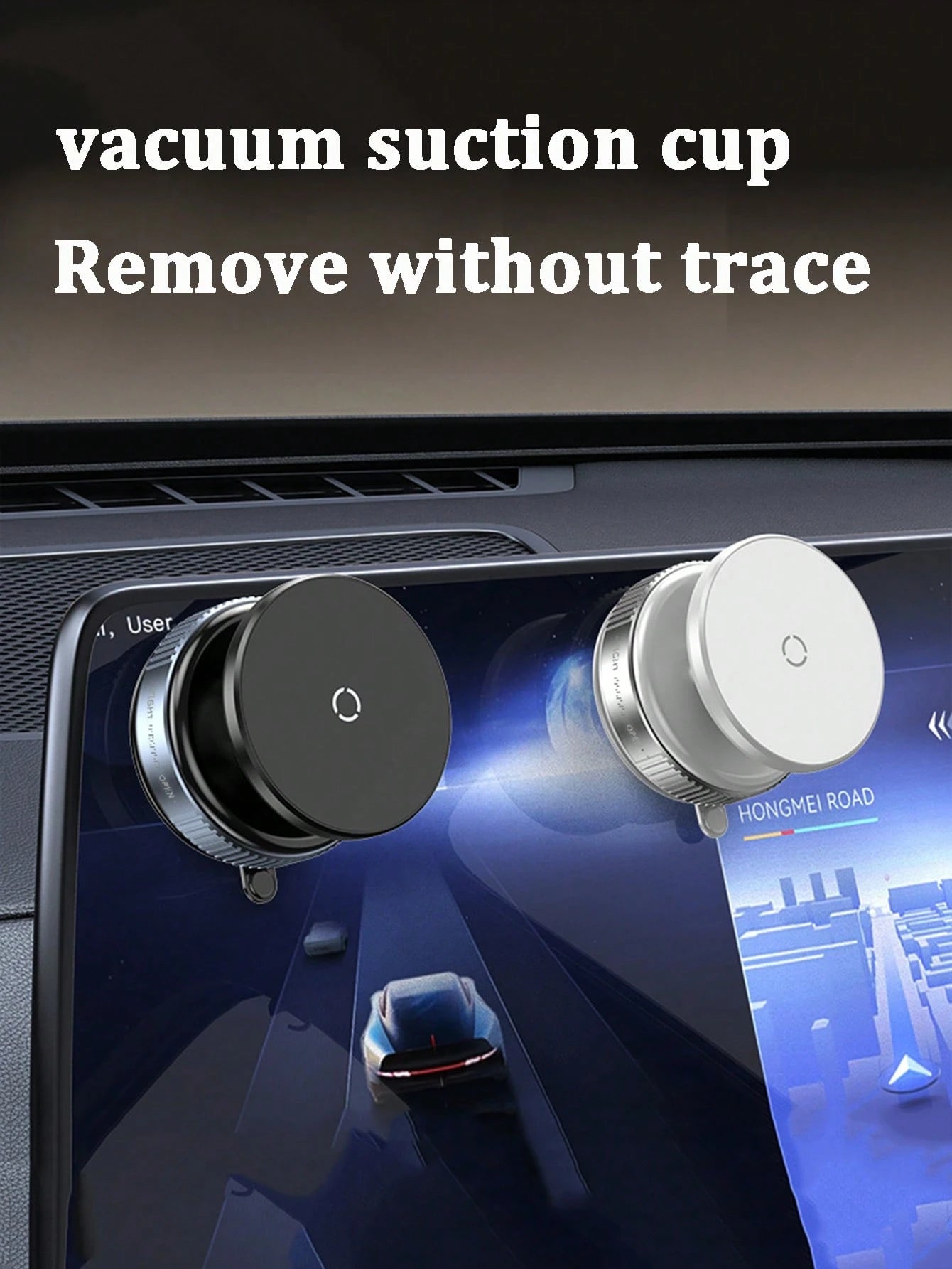 1pc 360° Rotating Vacuum Suction Cup Car Phone Holder, Magnetic Dashboard Car Mount Navigation Bracket (Recommended To Use In A Clean And Tidy Environment)
