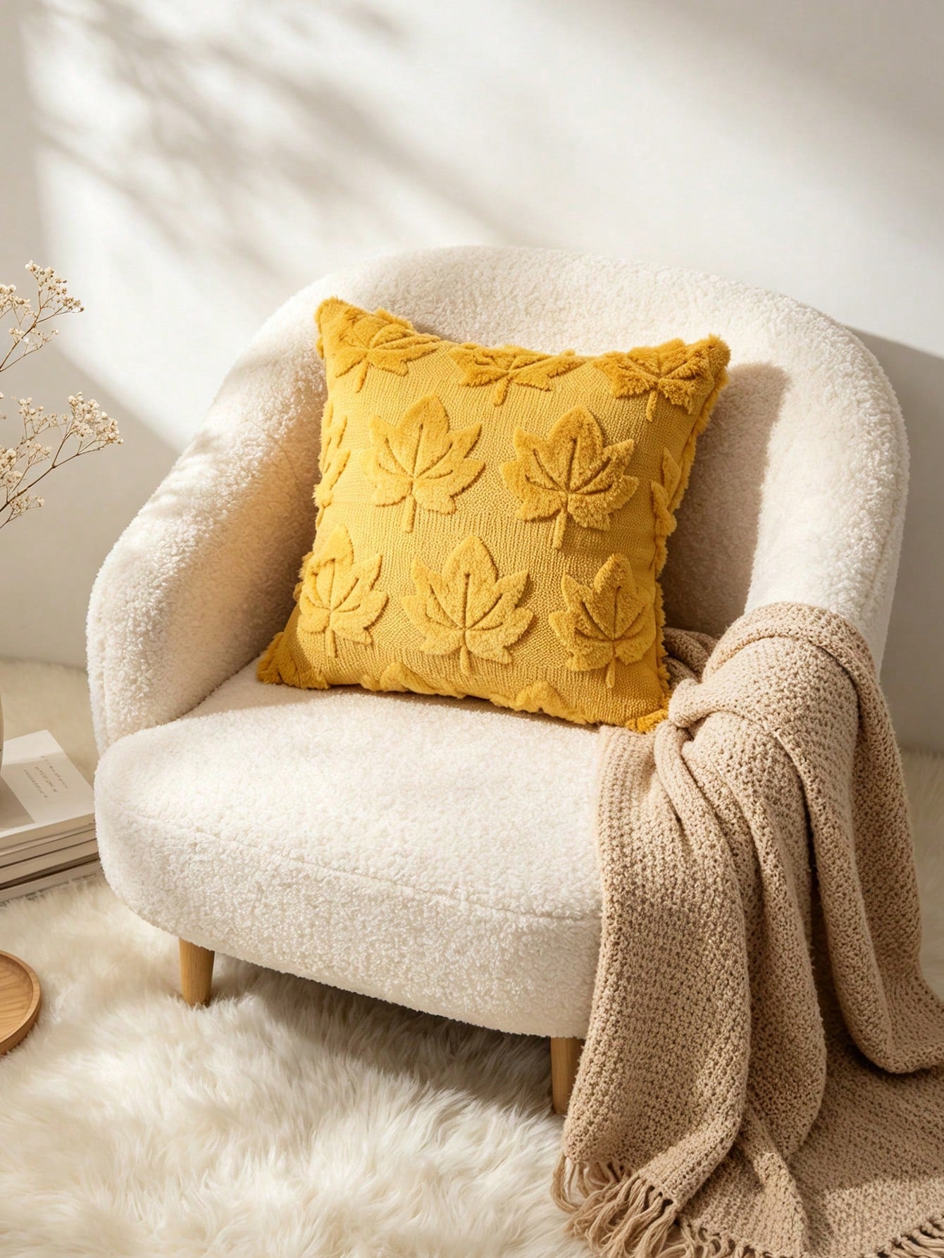 1pc 45*45cm Halloween Maple Leaf Quilted Pillow Case, Hidden Zipper Pillow Cover, Autumn Decor Pillow Case, Home Decor Halloween Decor Living Room Bedroom Sofa, No Pillow Insert