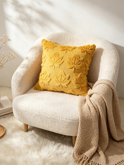 1pc 45*45cm Halloween Maple Leaf Quilted Pillow Case, Hidden Zipper Pillow Cover, Autumn Decor Pillow Case, Home Decor Halloween Decor Living Room Bedroom Sofa, No Pillow Insert