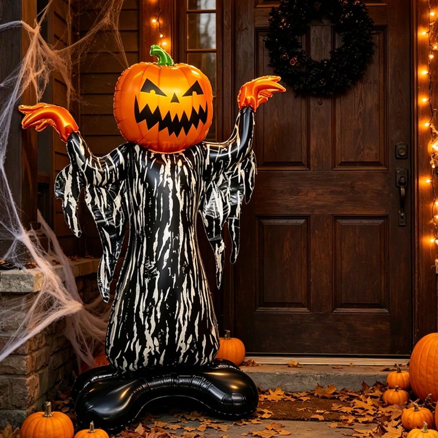 1pc 46 Inch Vertical Pumpkin Devil Foil Balloon, Halloween Indoor/Outdoor Decoration Balloon, Halloween Haunted House Decoration Prop