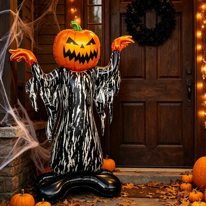 1pc 46 Inch Vertical Pumpkin Devil Foil Balloon, Halloween Indoor/Outdoor Decoration Balloon, Halloween Haunted House Decoration Prop