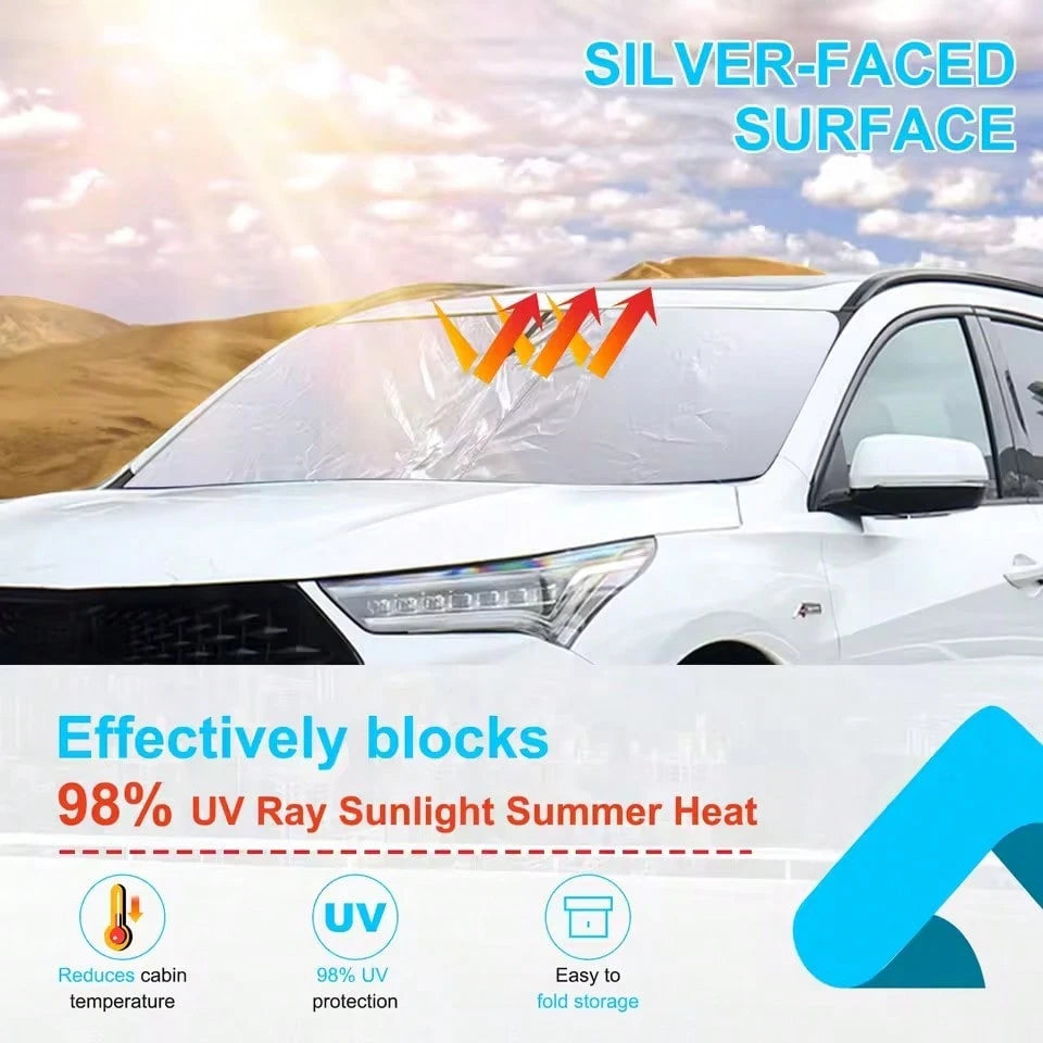 1pc 55.1 Inches Car Sunshade, Heat Insulation Windshield Sun Shade, Car Sun Protection Window Curtain, Summer Car Heat Insulation Sun Shade, Foldable And Universal