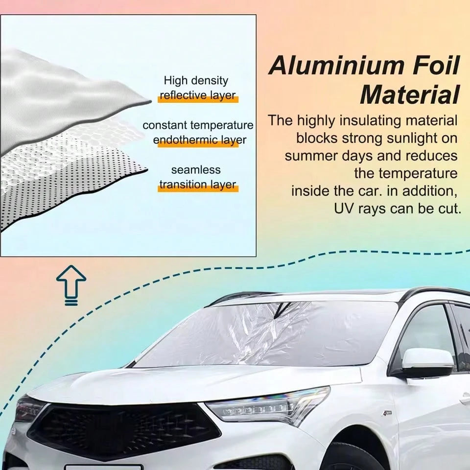 1pc 55.1 Inches Car Sunshade, Heat Insulation Windshield Sun Shade, Car Sun Protection Window Curtain, Summer Car Heat Insulation Sun Shade, Foldable And Universal