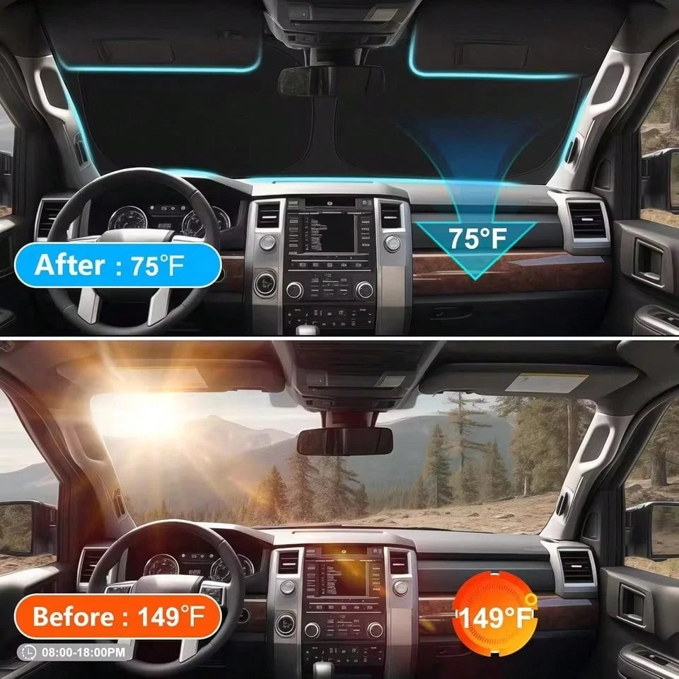 1pc 55.1 Inches Car Sunshade, Heat Insulation Windshield Sun Shade, Car Sun Protection Window Curtain, Summer Car Heat Insulation Sun Shade, Foldable And Universal