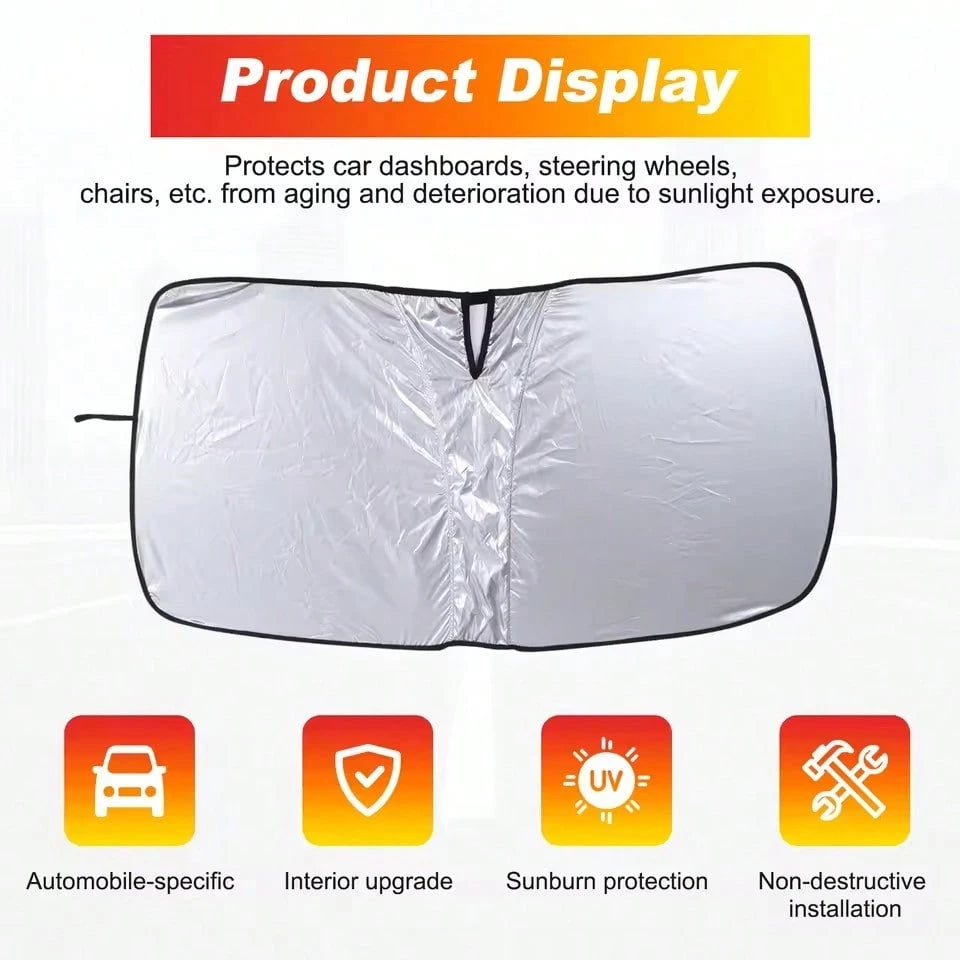 1pc 55.1 Inches Car Sunshade, Heat Insulation Windshield Sun Shade, Car Sun Protection Window Curtain, Summer Car Heat Insulation Sun Shade, Foldable And Universal