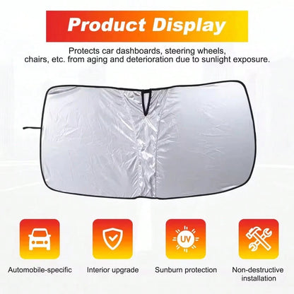 1pc 55.1 Inches Car Sunshade, Heat Insulation Windshield Sun Shade, Car Sun Protection Window Curtain, Summer Car Heat Insulation Sun Shade, Foldable And Universal