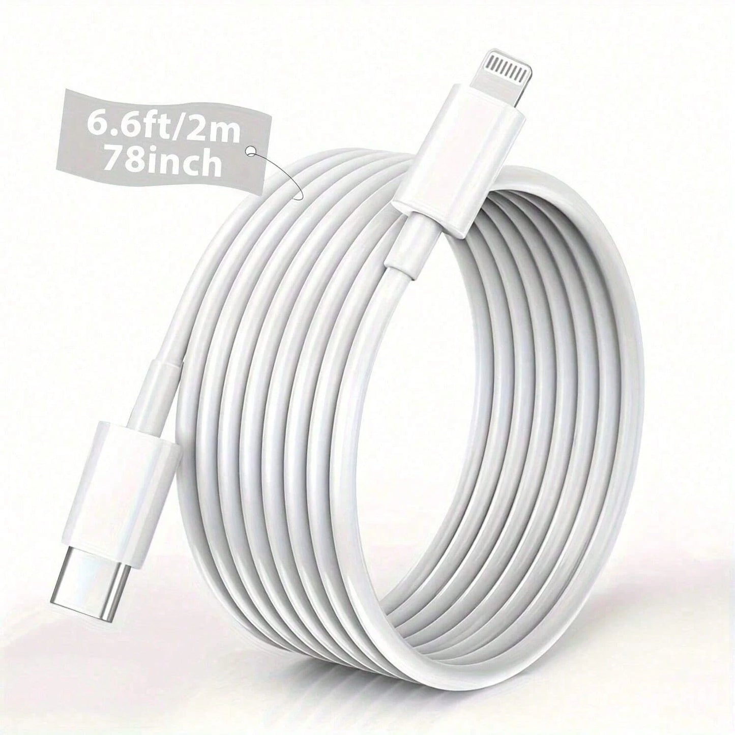 1pc [6.6ft/2m, 3.3ft/1m] Car Charger Cable, Compatible With IPhone, USB C To Lightning Cable, Compatible With IPhone 14/13/12/11 Pro Max/Xs Max/Xr/Xs/X/8/7 And More, Fast Charging, MFi Certified