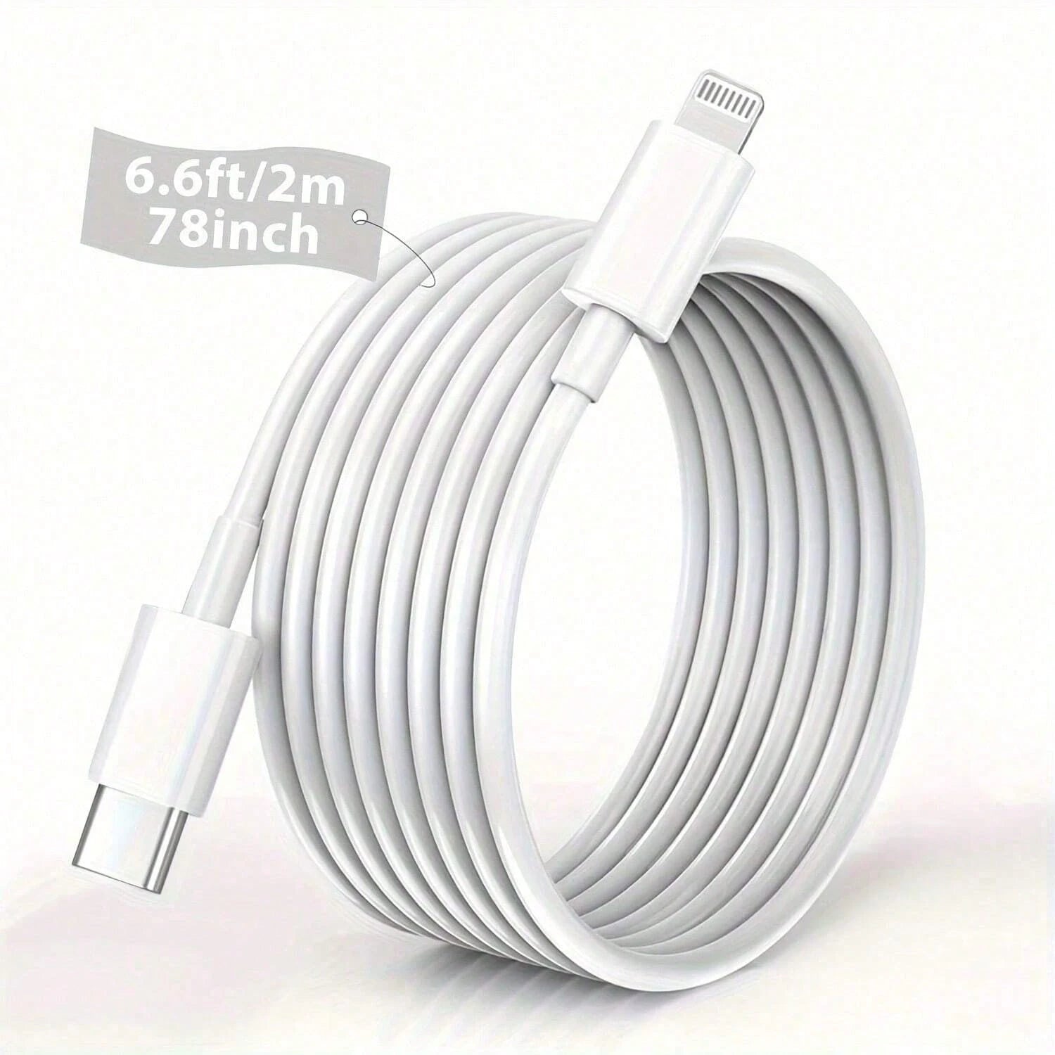 1pc [6.6ft/2m, 3.3ft/1m] Car Charger Cable, Compatible With IPhone, USB C To Lightning Cable, Compatible With IPhone 14/13/12/11 Pro Max/Xs Max/Xr/Xs/X/8/7 And More, Fast Charging, MFi Certified