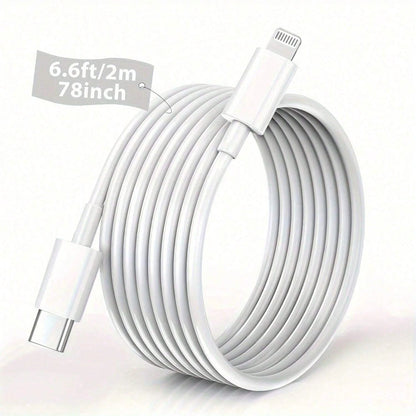 1pc [6.6ft/2m, 3.3ft/1m] Car Charger Cable, Compatible With IPhone, USB C To Lightning Cable, Compatible With IPhone 14/13/12/11 Pro Max/Xs Max/Xr/Xs/X/8/7 And More, Fast Charging, MFi Certified