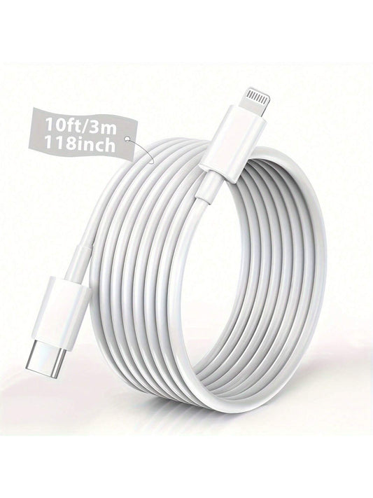 1Pc [6.6ft/2m, 10ft/3m]Car Carplay Fast Charger Cable Compatible With IPhone USB C To Lightning Cable Compatible With IPhone 14/13/12/11 Pro Max/Xs Max/ Xr/Xs/X/8/7 And More Fast Charging MFi Certifie