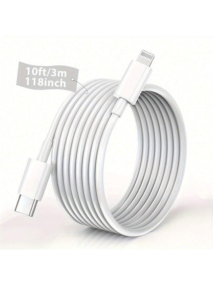 1Pc [6.6ft/2m, 10ft/3m]Car Carplay Fast Charger Cable Compatible With IPhone USB C To Lightning Cable Compatible With IPhone 14/13/12/11 Pro Max/Xs Max/ Xr/Xs/X/8/7 And More Fast Charging MFi Certifie