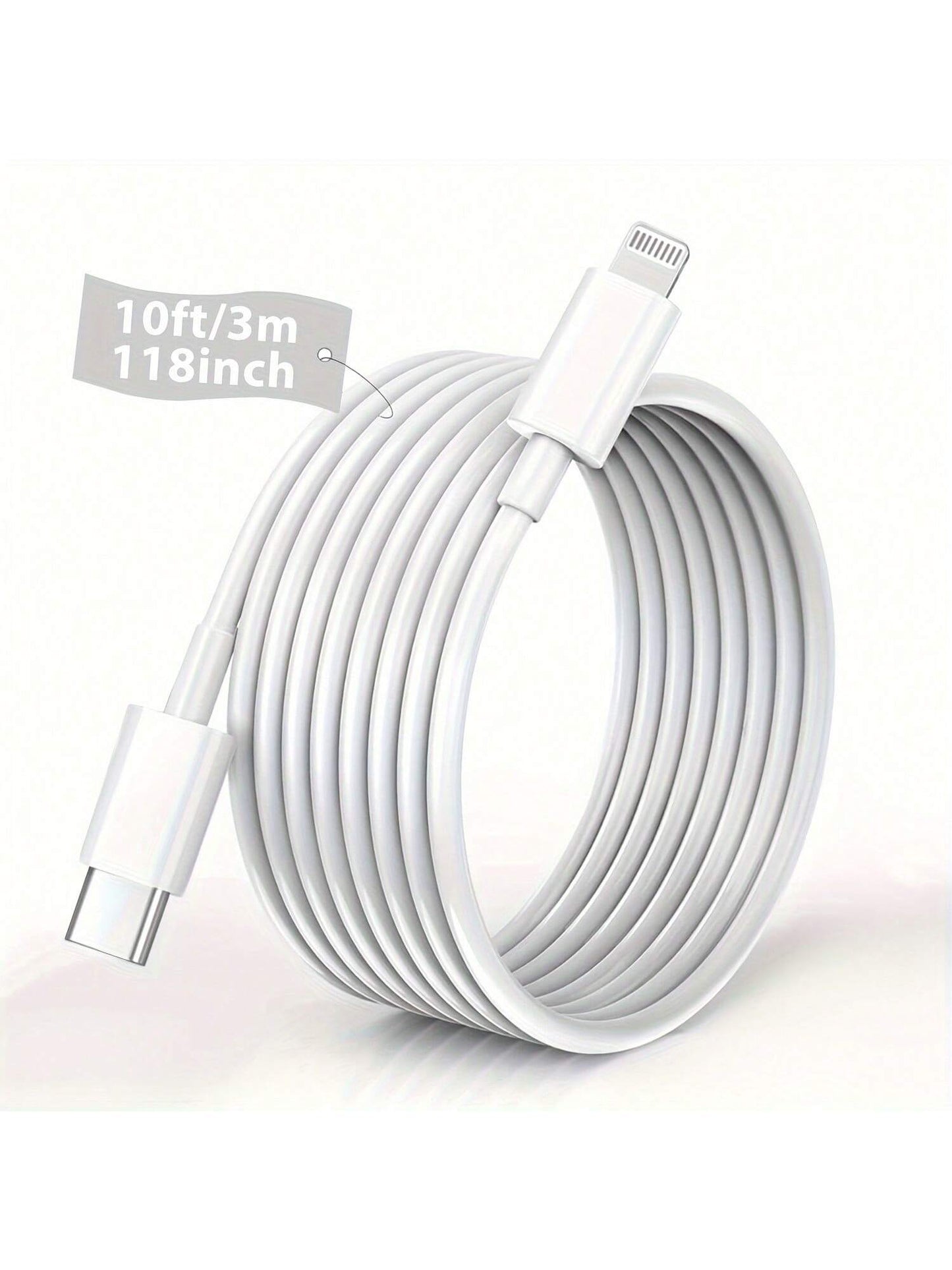 1Pc [6.6ft/2m, 10ft/3m]Car Carplay Fast Charger Cable Compatible With IPhone USB C To Lightning Cable Compatible With IPhone 14/13/12/11 Pro Max/Xs Max/ Xr/Xs/X/8/7 And More Fast Charging MFi Certifie