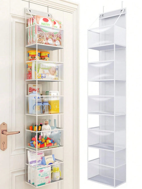 1pc 6-Layer Over The Door Hanging Storage Bag For Baby's Room, Holds Diapers, Toys, Accessories Baby Shower Family Decorations Gifts