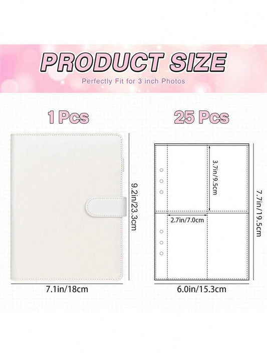 1pc A5 PU Small Card Storage Album Cover, Includes 25 Pages With 4-Slot Inner Pages, Kpop Idol Album Collection Book, Mini Photo Album, Suitable For Home, Wedding, Anniversary