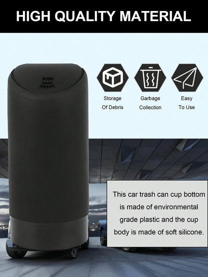 1pc ABS Base Silicone Car Trash Can, Removable & Multi-Functional, Mini Storage Box For Keys, Phones, Coins, Anti-Slip Design Fits Cup Holder & Dashboard