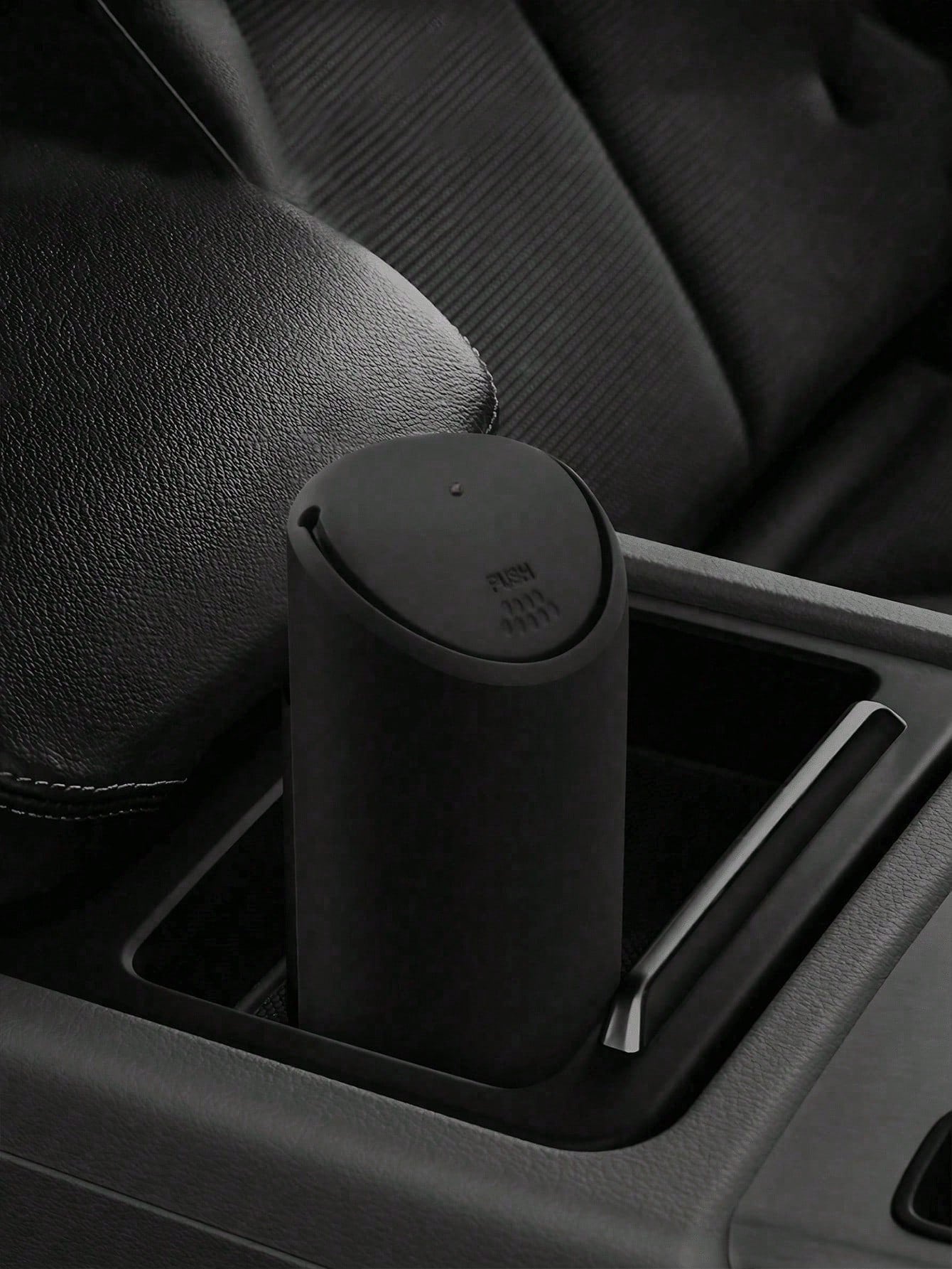 1pc ABS Base Silicone Car Trash Can, Removable & Multi-Functional, Mini Storage Box For Keys, Phones, Coins, Anti-Slip Design Fits Cup Holder & Dashboard