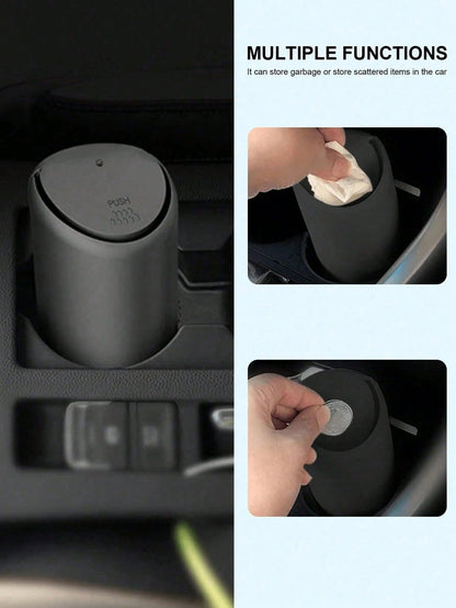 1pc ABS Base Silicone Car Trash Can, Removable & Multi-Functional, Mini Storage Box For Keys, Phones, Coins, Anti-Slip Design Fits Cup Holder & Dashboard