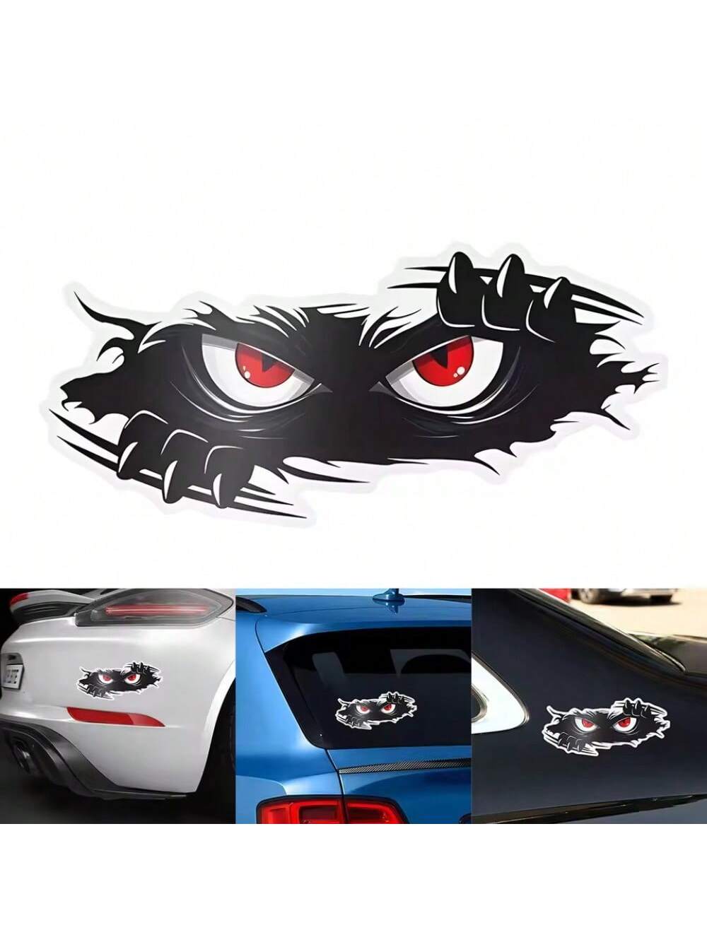1pc Angry Peeping Monster Vinyl Car Stickers- Large Durable Stickers For Cars, Trucks, And Sports Vehicles, Black Bumper Sticker