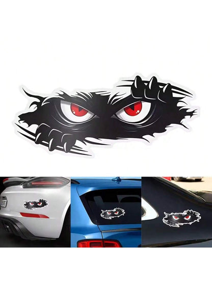 1pc Angry Peeping Monster Vinyl Car Stickers- Large Durable Stickers For Cars, Trucks, And Sports Vehicles, Black Bumper Sticker