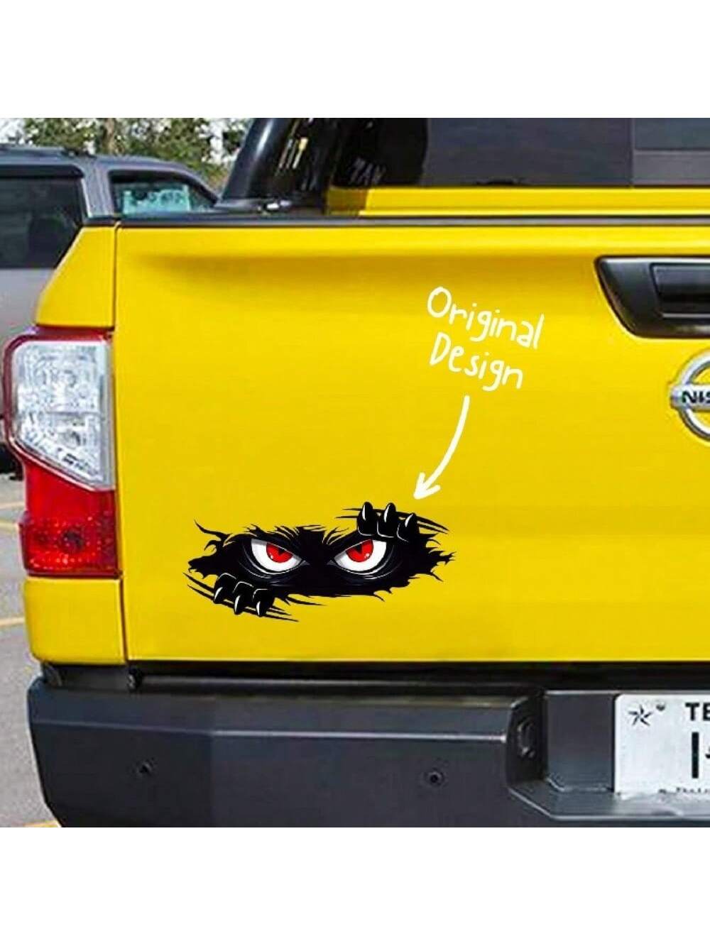 1pc Angry Peeping Monster Vinyl Car Stickers- Large Durable Stickers For Cars, Trucks, And Sports Vehicles, Black Bumper Sticker