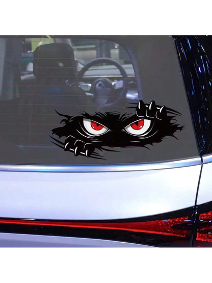 1pc Angry Peeping Monster Vinyl Car Stickers- Large Durable Stickers For Cars, Trucks, And Sports Vehicles, Black Bumper Sticker